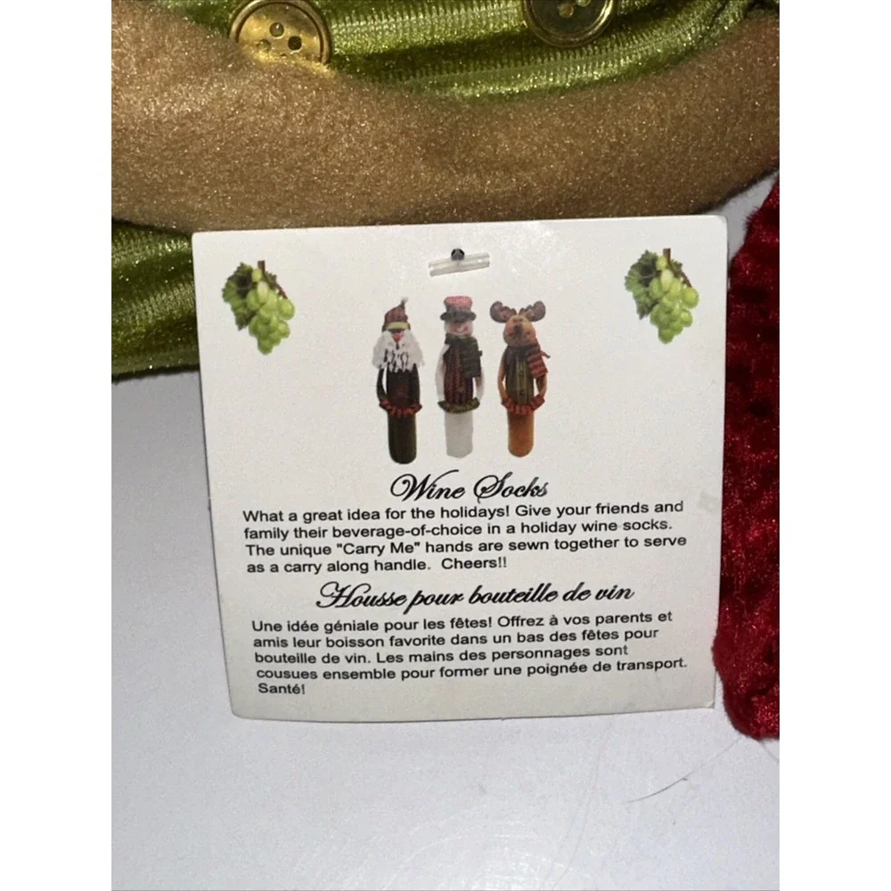 Primeware Blitz Reindeer Wine Sock Plush Bottle Cover Carry Me Handle NWT